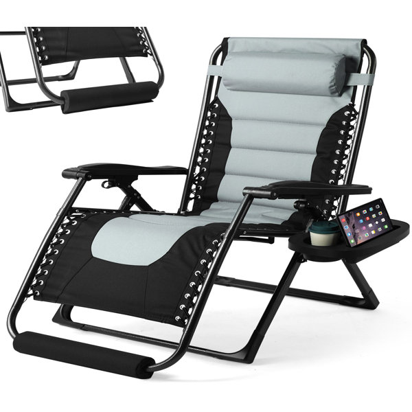 Arlmont & Co. Muhab Folding Zero Gravity Camping Chair Fashion Recliner with Cup Holder